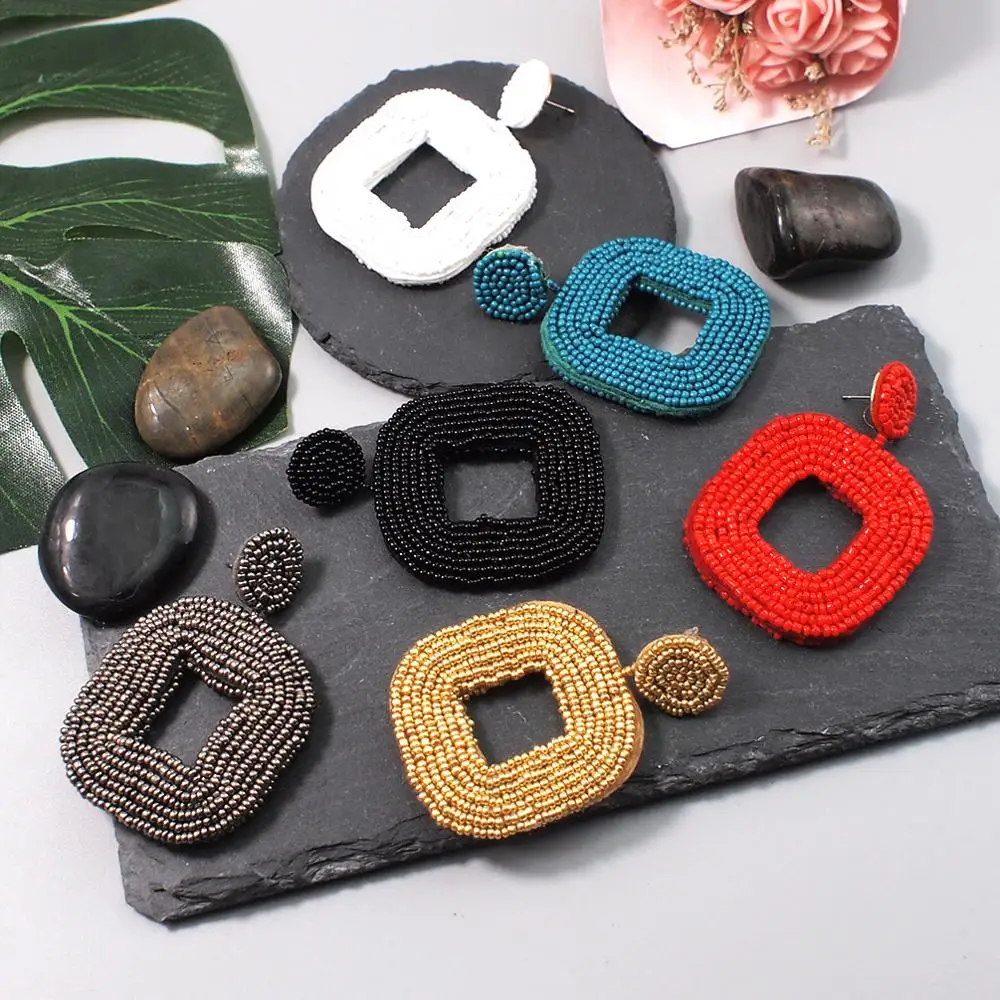 Женские богемные квадратные серьги подвески MANILAI массивные геометрические