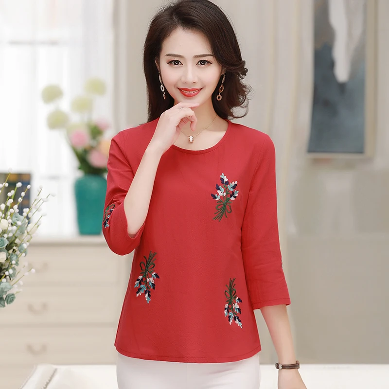 

New Women Shirt summer Autumn Women O-Neck Floral Shirt Long Sleeve Casual Women Clothes