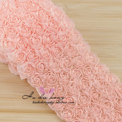 Orange pink 5 ярдов/Лот, 15 цветов, сделай сам, бант, кружевная ткань, шифон, двойная, 6 рядов, 3D Роза, цветок, 9 см, кружевная отделка, для телефона, красивое кружево, SM211 - Цвет: Orange pink