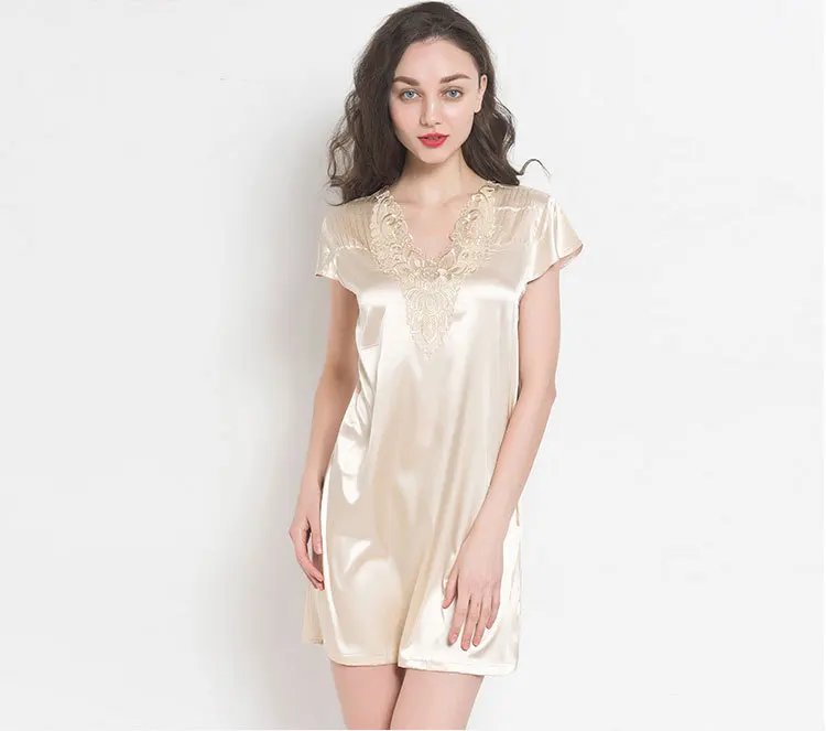 Сексуальное платье с глубоким v образным вырезом летняя Модная шелковая ночная