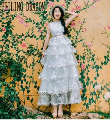 Peiling Дракон 2017 для женщин белого цвета без рукавов свободного покроя с вышивкой и