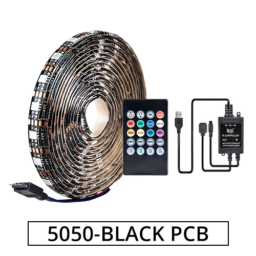 5050 BLACK PCB Foxanon DC5V USB Светодиодные ленты 5050 2835 RGB звук Сенсор ИК-пульт дистанционного управления автомобиля Светодиодные ленты музыка ленты света ТВ фонового освещения - Испускаемый цвет: 5050 BLACK PCB