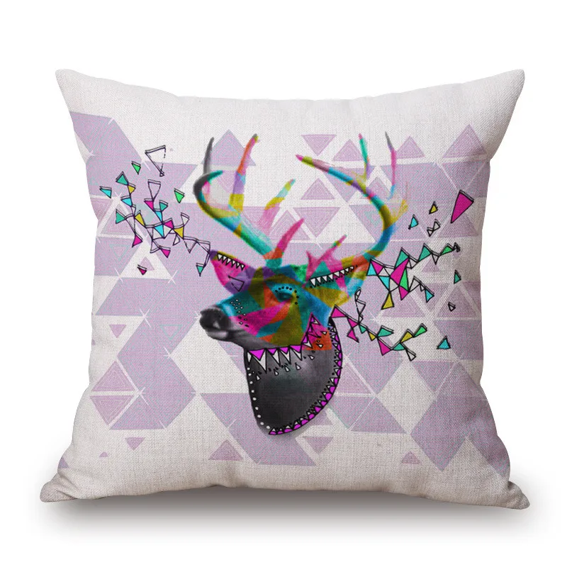 Fashion High Quality Cotton Linen Creative Geometric Deer Head Car Decorative Throw Pillow Case Cushion Cover Sofa Home Decor | Дом и сад