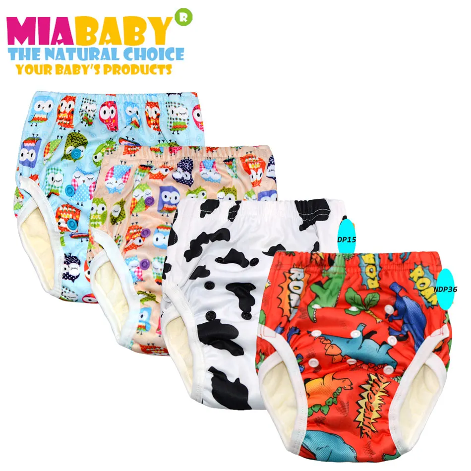 Miababy(3 шт./лот) Большие тренировочные штаны, тканевые подгузники для малышей с пришитыми застежками, подходят для детей 2-5 лет, с бамбуковой махровой внутренней вставкой