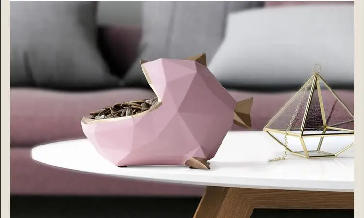 Скандинавский 3D геометрический Многоцелевой большой рот рыба Ключ коробка для хранения смолы ремесло Домашний мусор сухофрукты тарелка животное орнамент Декор