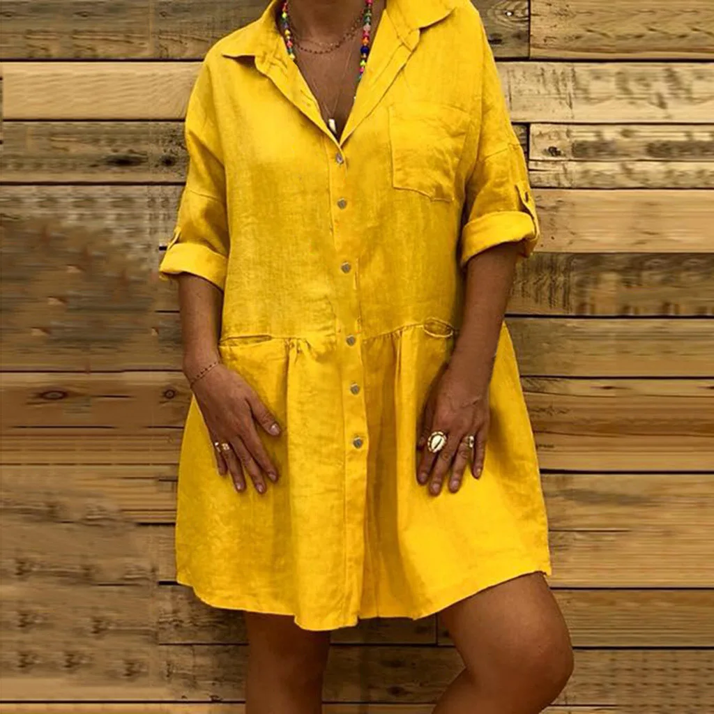 Платье женское летнее повседневное с отложным воротником|Женские платья| |