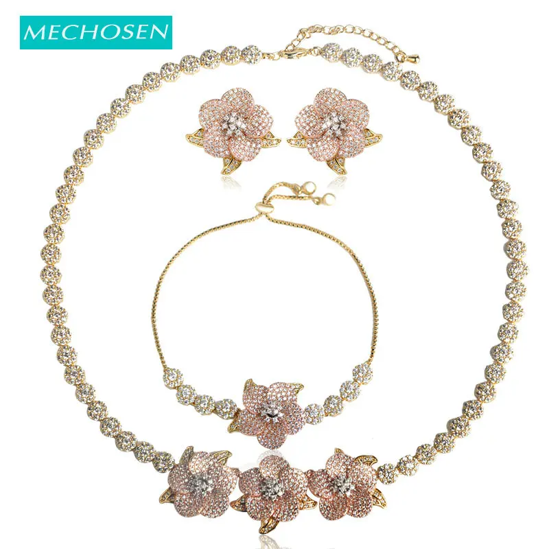 MECHOSEN изысканный красивое платье для девочки с цветочным узором ожерелье серьги