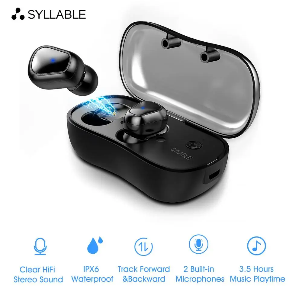 2020 SYLLABLE D900P Bluetooth V5.0 TWS наушники True Wireless Stereo спортивные 400 мАч с микрофоном для