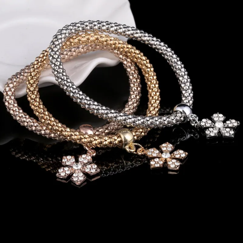 3 шт./комплект Женский многослойный браслет с подвеской снежинкой|bracelet set|crystal