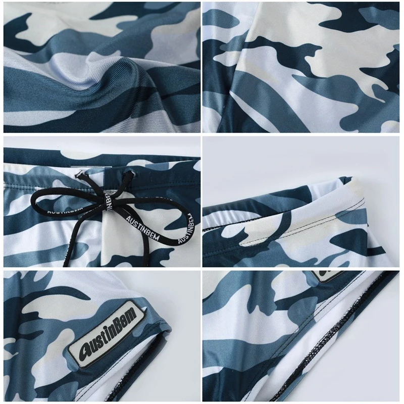 Размера плюс камуфляжные плавки Для мужчин быстросохнущая плавательный Мужские