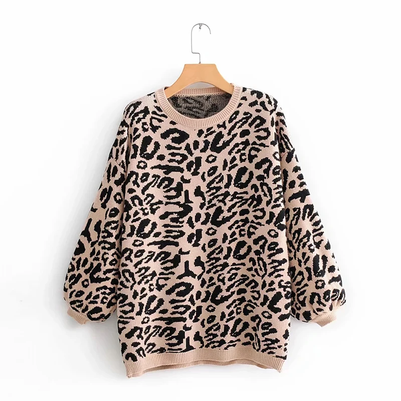 Женский осенний свитер с леопардовой раскраской женский зимний модный теплый