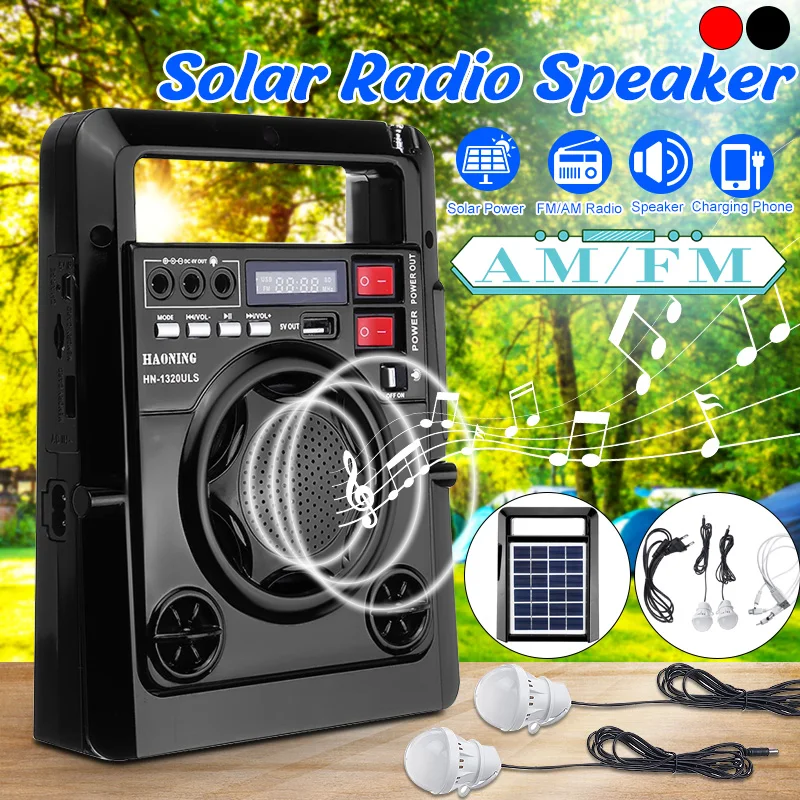 Внешний Солнечный Dynamos AM/FM радио внешний аккумулятор с светодиодный-лампой TF USB динамик внешний аккумулятор функция для телефона аварийный источник питания