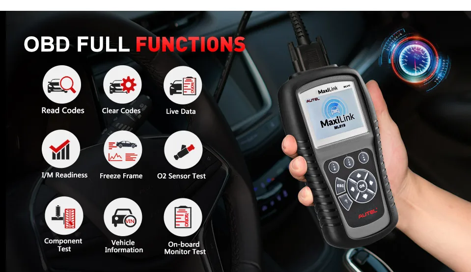 Autel Maxilink ML619 OBD2 сканер ABS SRS МОЖЕТ OBDII OBD 2 код ридер Авто диагностический инструмент PK AL619 бесплатное обновление срок службы