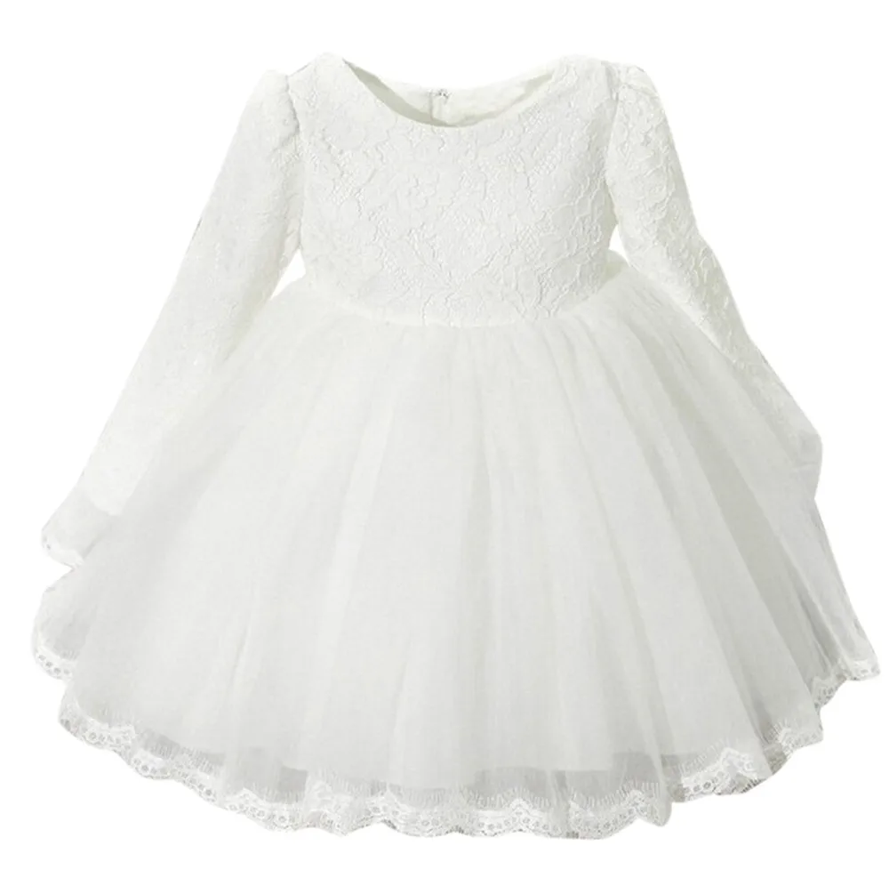 New Arrival Kids Baby Girl Long Sleeve Princess Lace Flower Pageant sweet Wedding Party Dresses drop ship*40