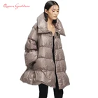 Куртка женская на белом утином пуху, оригинальный дизайн, 90, меняющий форму, а-образный воротник, длинная, 2020