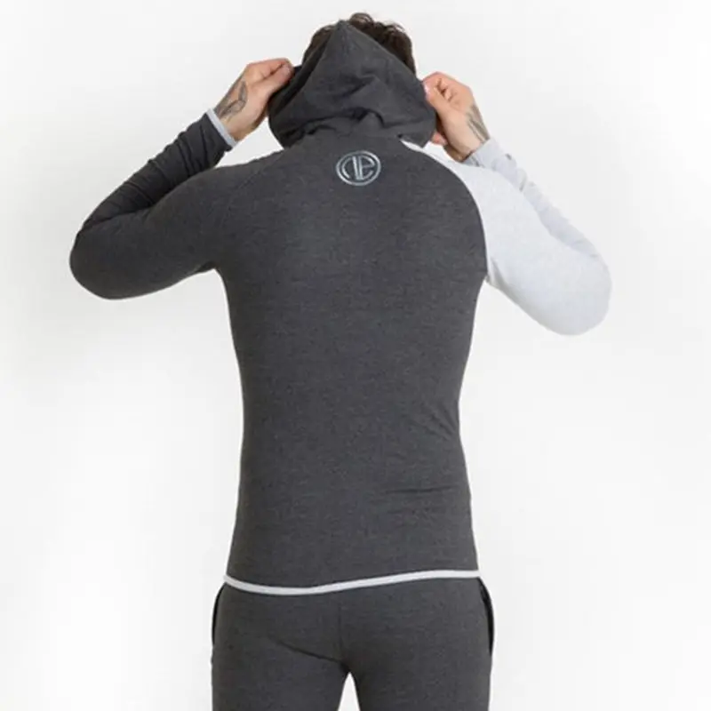 

Men cotton Hoodies Sweatshirt Man Autumn Winter gyms Fitness Skinny Sportswear Hooded jacket male Casual fashion Brand clothing