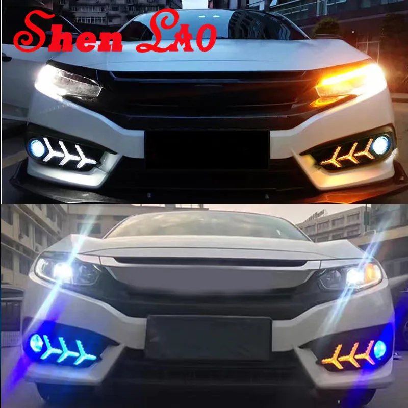 ShenLao drl светодиодные дневные ходовые огни Светодиодные Сигнальные для Honda civic 2016
