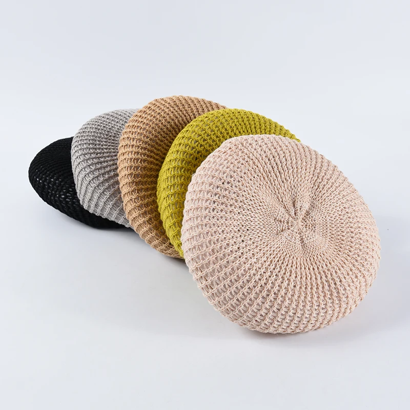 ROSELUOSI женские весенне-летние береты шапка Дамский однотонный вязаный берет Bonia