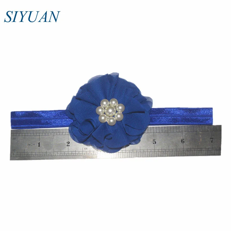 30 шт./лот эластичная повязка на голову с жемчугом и цветами 3 дюйма аксессуары для