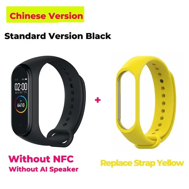 CN standard yellow Xiaomi mi Band 4 Смарт mi band цветной экран браслет пульсометр фитнес Bluetooth 5,0 50 м плавание mi ng водонепроницаемый смарт-браслет - Цвет: CN standard yellow