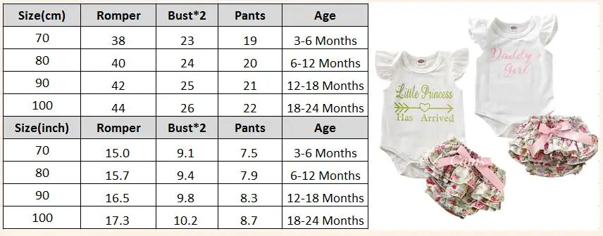 2 шт. детские комбинезоны с оборками и цветочным принтом|Боди для малышек| |