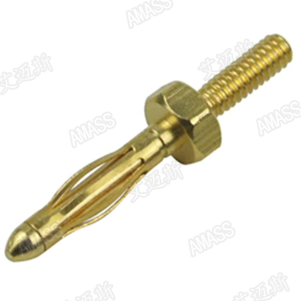 

5pcs Amass 2mm metal plug copper Beryllium copper plating 24k True Gold t/l: M2.0/10.0 0.8g