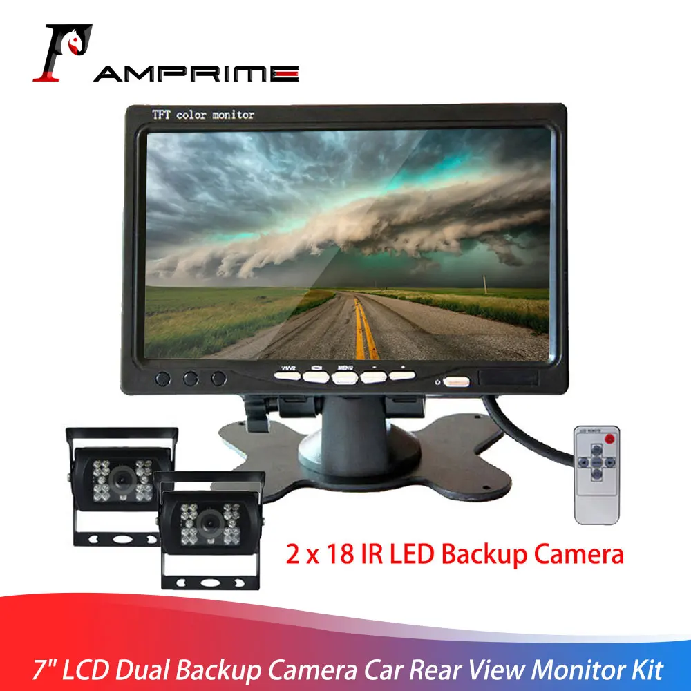 AMPrime 7 &quotLCD двойная запасная камера автомобильный монитор заднего вида комплект