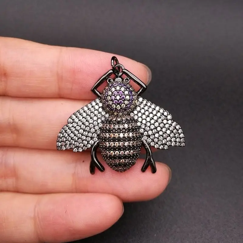 gunmetal CN047 1 шт. 30x35 мм CZ Микрокристаллическая Pave пчелы ювелирные изделия кулон - Окраска металла: gunmetal
