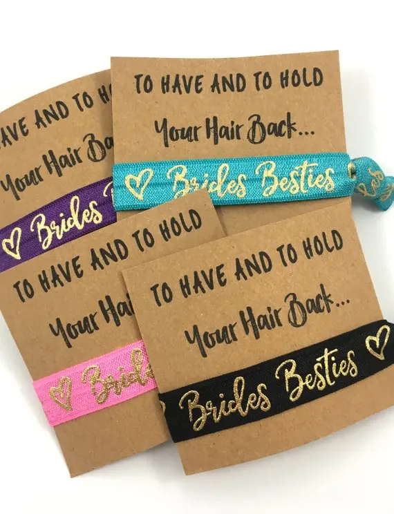 

10pcs custom to have and to hold hair back wedding bridesmaid proposal favors Elastic Hair Ties Bachelorette Elastic Wristbands