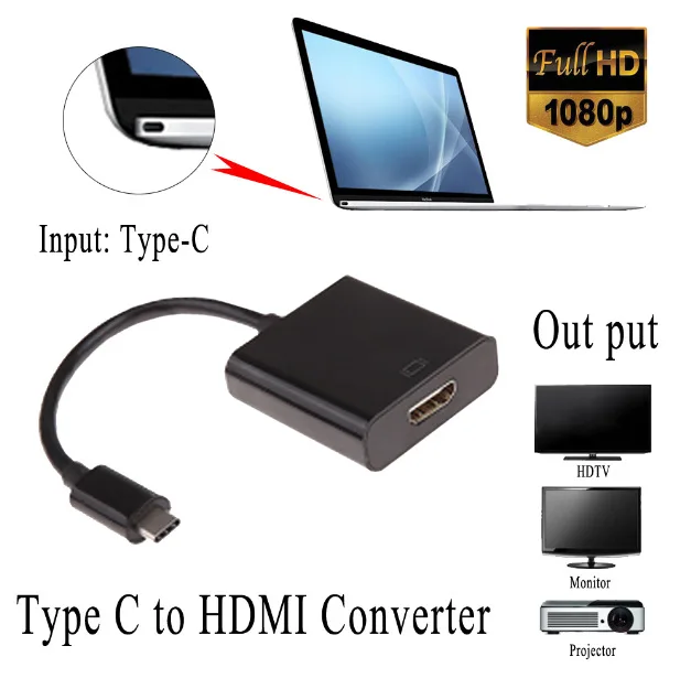 20 см HDMI видеоадаптер кабель usb 3.1 Type c штекер гнездо адаптер Соединительный шнур