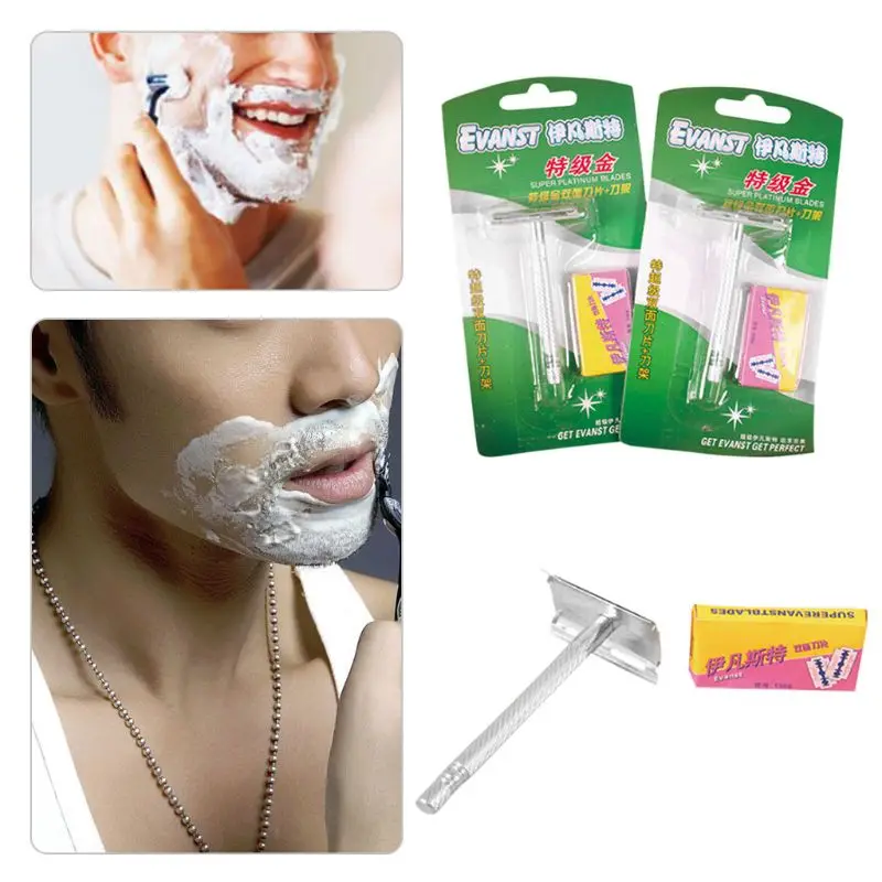 1 комплект ручная бритва с двойными краями замена лезвий для мужчин ts мужская