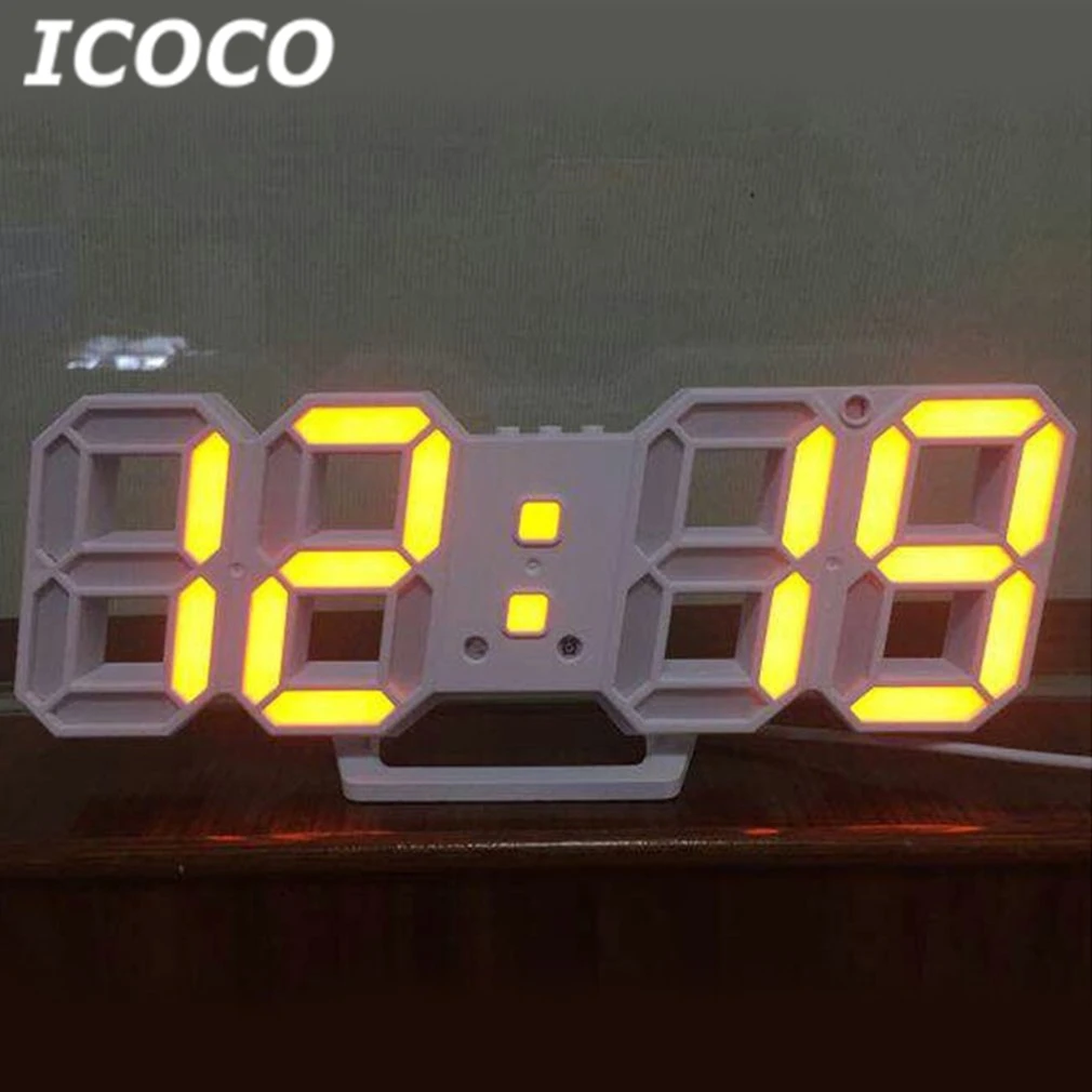 ICOCO 3D настольные часы светодиодные цифровые номера дизайн шоу сигнализация
