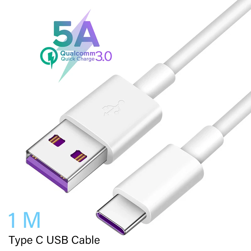 5A Type C Cable Автомобильное зарядное устройство QC 3,0 быстрое зарядное устройство USB type C мобильный телефон 2 порта Смарт Универсальное зарядное устройство для samsung Xiaomi iphone - Тип штекера: 5A Type C Cable