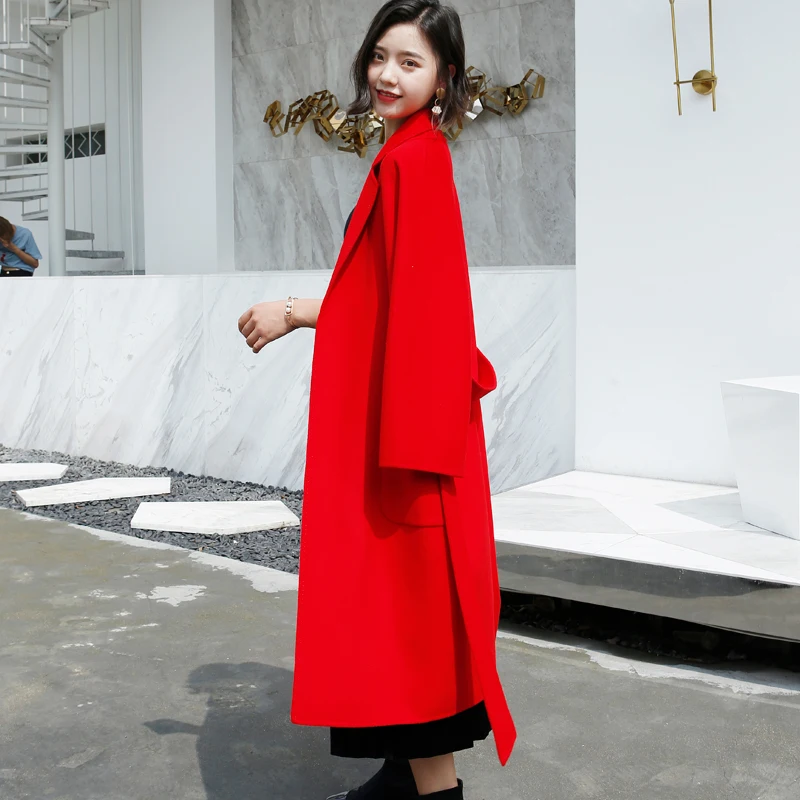 Новинка 2018 шерстяные куртки для офиса модные пальто верблюжий цвет с поясом