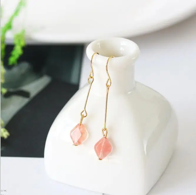 Серьги ручной работы с натуральным камнем e 1318 Корейская версия темпераментной