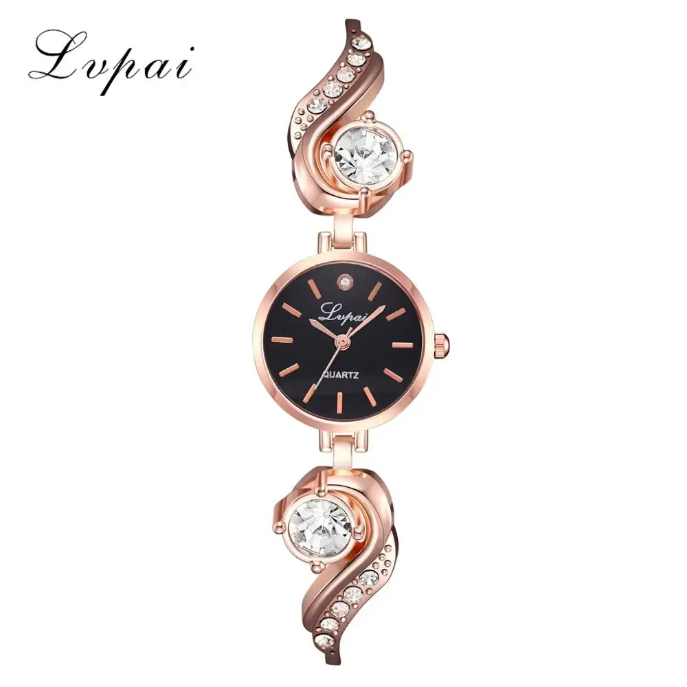 Rose Gold Black Лучший бренд класса люкс со стразами часы женские кварцевые дамские часы, новое модное платье часы из розового золота с авторизацией пользователя kol saati - Цвет: Rose Gold Black