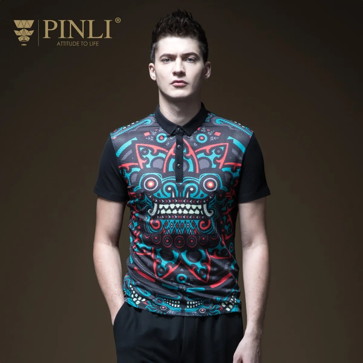 Мужская рубашка поло хлопковая летняя с коротким рукавом и принтом 2019|Поло| |