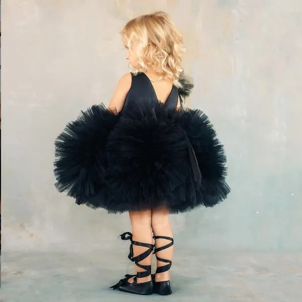 Черное бальное платье Платья с цветочным узором для девочек пасхальное