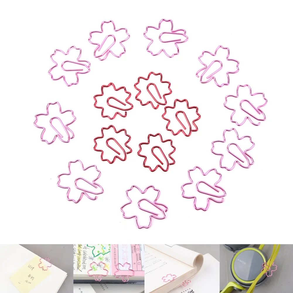 

2 PCS Hot Sale Cute Sakura Cherry Blossom Flowers Paperclips Clips for Book Markers Planners Paper Clips Bookmark