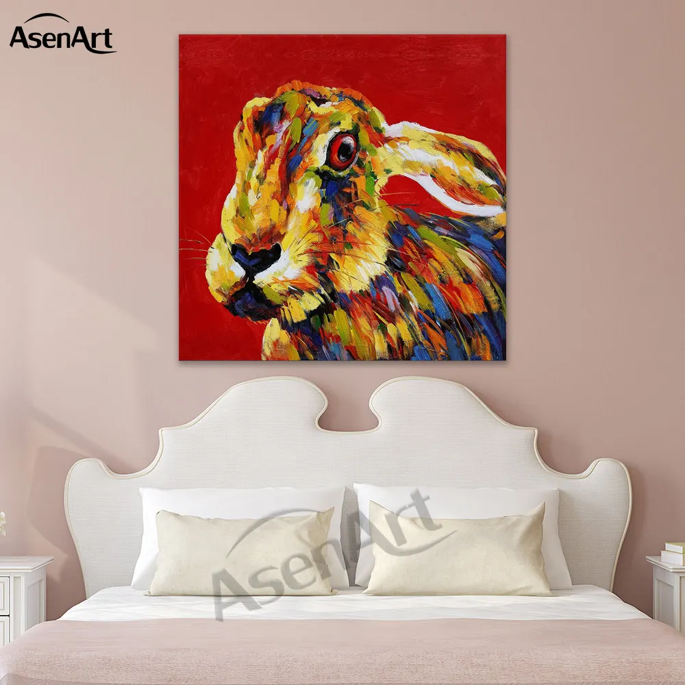 Художественное оформление Crazy Rabbit картина маслом Современная животная