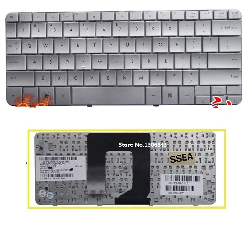 SSEA новая американская Клавиатура для ноутбука HP DME 1022TU DM1 1023TU MINI 311 Серебряная