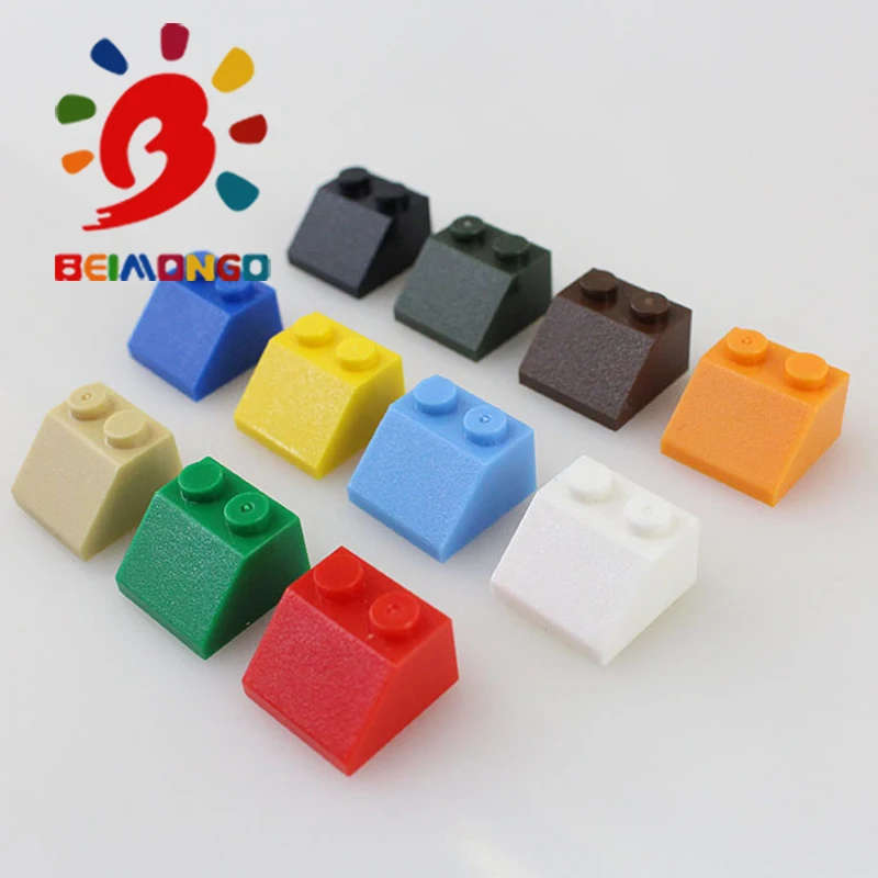 Бесплатная доставка! BEIMONGO строительные блоки черепица 2x2 Наклонный кирпич 45 100 шт