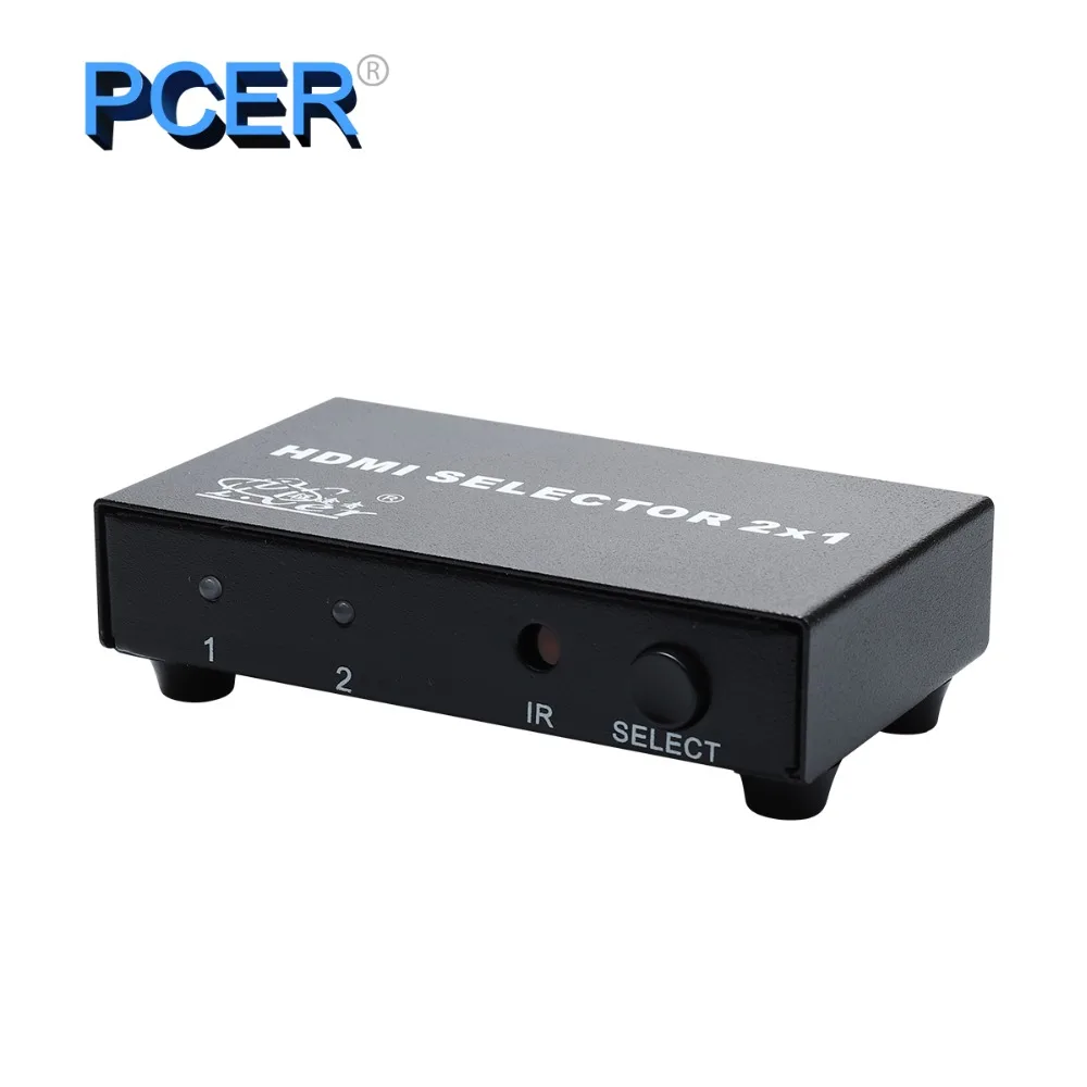Фото PCER HDMI Разветвитель переключатель 1920*1080P коммутатор 2x1 адаптер 2 в 1 выход конвертер