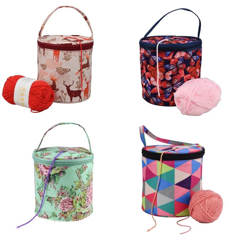 

Knitting Yarn Round Crochet Bag Knitting Needles Yarn Tote Organizer DIY Craft Woolen Storage Basket Sewing Tool Accessories Bag