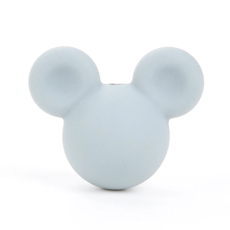 light grey Микки свободные силиконовые бусины BPA Бесплатно Прорезывание зубов мультфильм сделать для пищевого качества бусы ожерелье силиконовый Прорезыватель для зубов из бусин безопасная игрушка для ребенка - Цвет: light grey