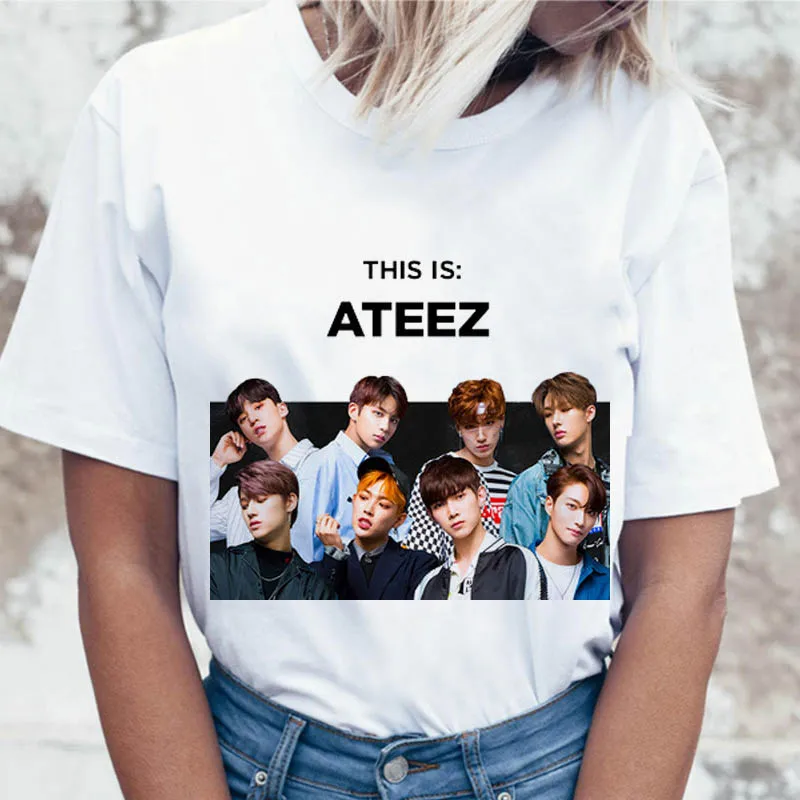 Ateez футболка для женщин топ Графический женские футболки для футболка забавная футболка корейский harajuku одежда ulzzang