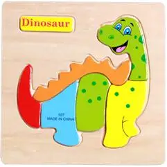 dinosaur Монтессори метод животных деревянные головоломки мультфильм Tangram животные детские игрушки ребенок раннего образования игрушки головоломки доска - Цвет: dinosaur