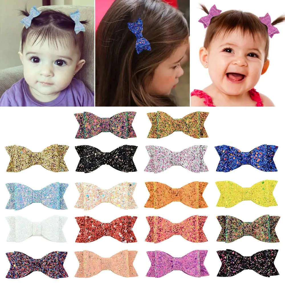 1Pcs Glitter Bowknot Sequin Powder Hair Accessories 3.14&quot Casual Hairclip Bow Fashion Accessory Sweet Barrette 961 | Аксессуары для