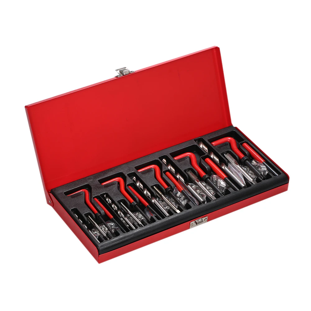 131PCS Professional Fine Quality Helicoil Type Thread Repair Kit including Wire Thread M5 M6 M-8 M-10 M12 for Engine Repair