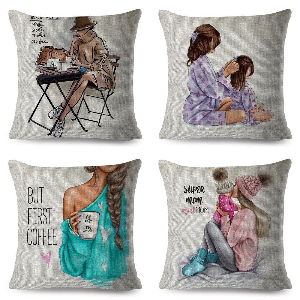 Модный милый мультяшный чехол для подушки Super Mama 45x45 см декоративный мамы и